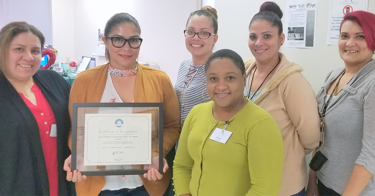Access Health Care Physicians, LLC's Michelle Arrieta, MD, and Her Team Receive Recognition Status for Their PCMH