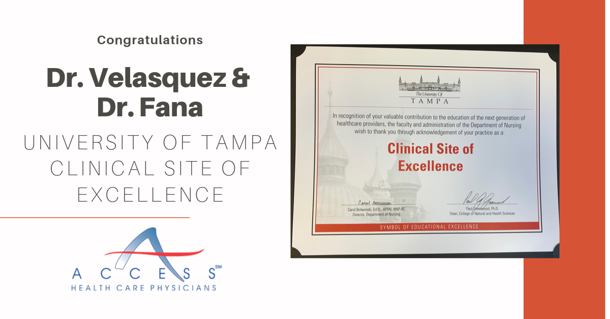 University of Tampa Recognizes the Practice of Miguel Fana, Jr., MD and Rafael Velasquez, MD